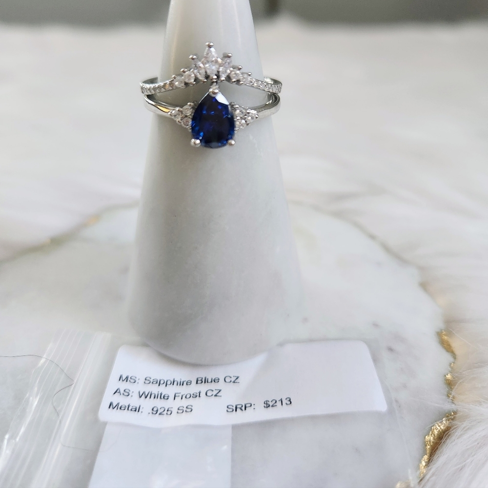 NWT Ryze Sapphire Blue & White Cubic Zirconia .925 Sterling Silver Ring - Size 9 - Picture 8 of 13
